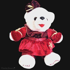 Dan Dee 25th Anniversary Snowflake Girl Bear 12" White Wine Red Dress 2011
